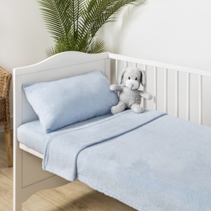 Jogo de lençóis veludo azul celeste cama bebé