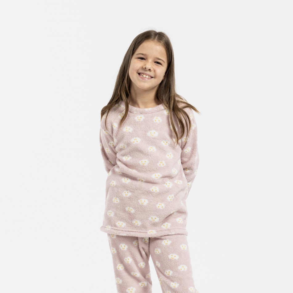 Pijama coral criança Lucero malva rosa pijama-infantil