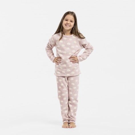 Pijama coral criança Lucero malva rosa pijama-infantil