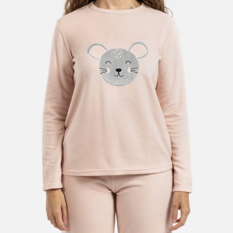 Pijama polar Mouse rosa palo pijama-inverno-mulher