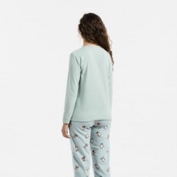 Pijama polar Pingu verde tiffany pijama-inverno-mulher