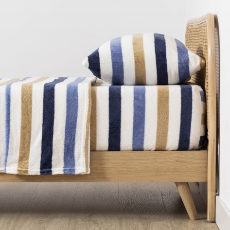 Jogo de lençóis veludo Oriol azul cama-90