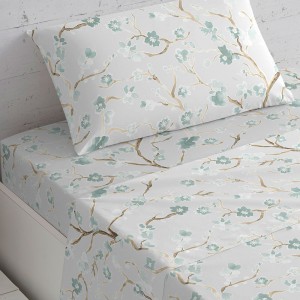 Jogo de lençóis algodão Samanta verde tiffany