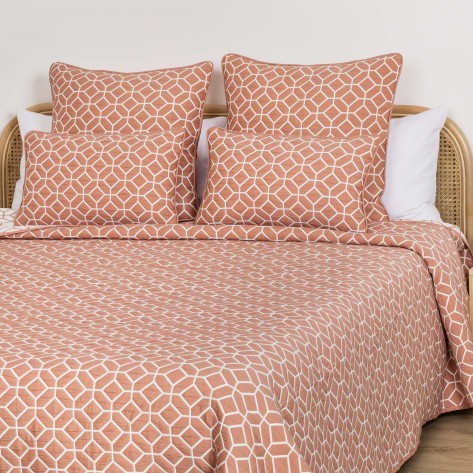 Colcha duplo tecido jacquard Libertad mandarina cama-90
