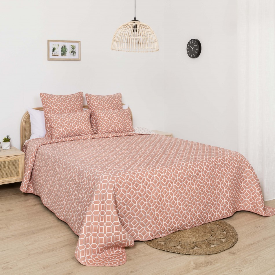 Colcha duplo tecido jacquard Libertad mandarina cama-90