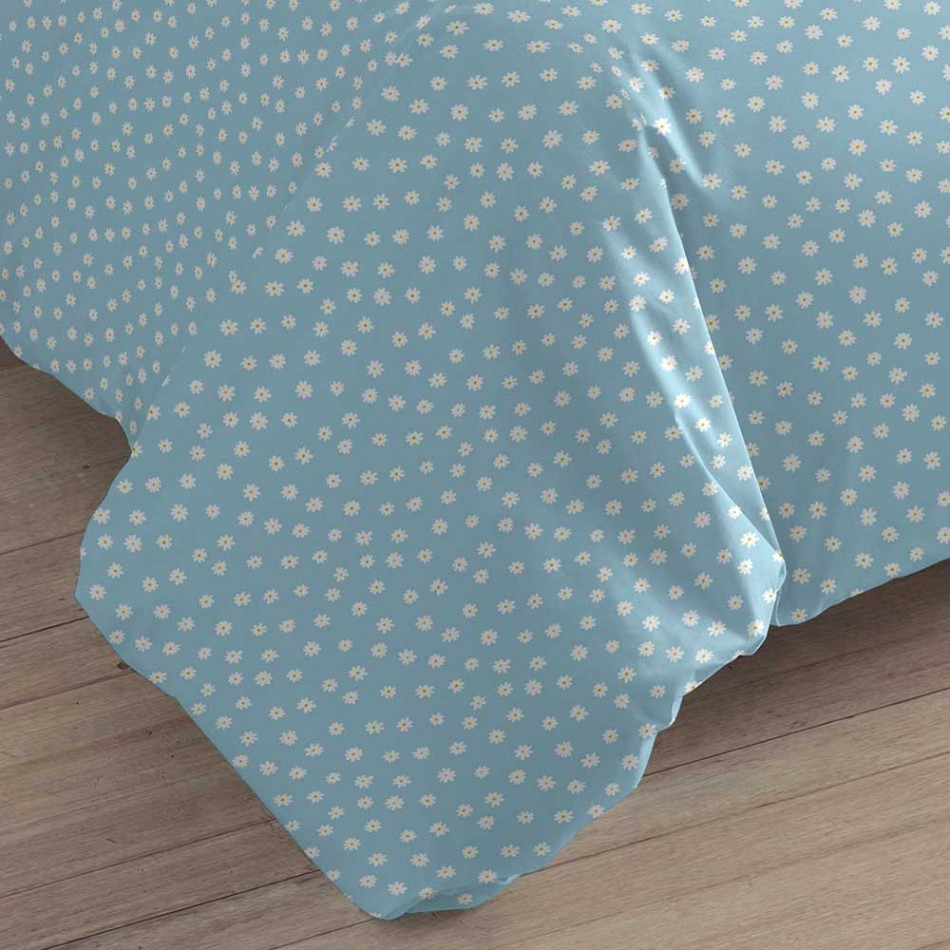 Capa De Edredão Algodão Margarita Azul Celeste