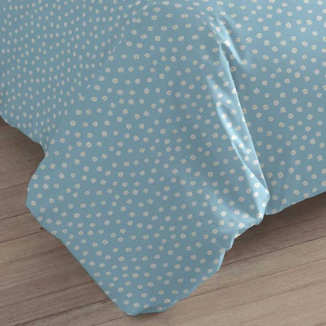 Capa De Edredão Algodão Margarita Azul Celeste