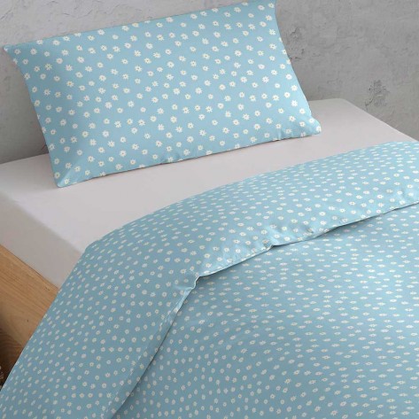 Capa De Edredão Algodão Margarita Azul Celeste