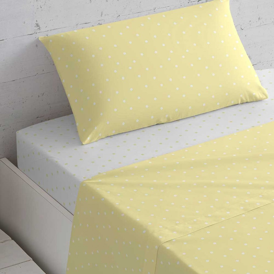 Jogo de lençóis algodão Paola amarelo cama-90