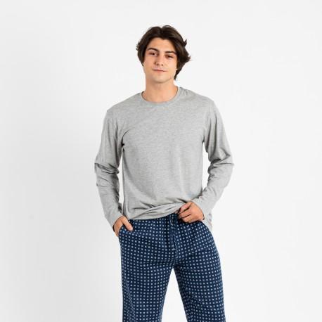 Pijama homem flanela Klaus cinza roupa-para-estar-em-casa