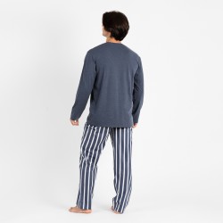Pijama homem flanela Palermo azul roupa-para-estar-em-casa