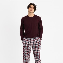 Pijama homem flanela Bernardo bordeaux