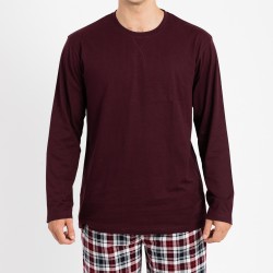 Pijama homem flanela Bernardo bordeaux