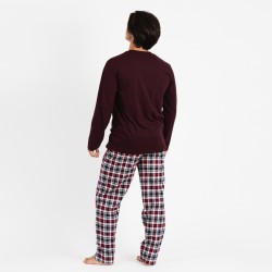 Pijama homem flanela Bernardo bordeaux roupa-para-estar-em-casa