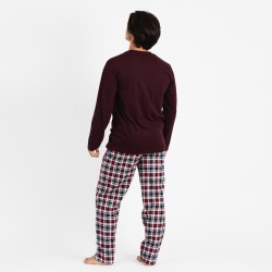 Pijama homem flanela Bernardo bordeaux