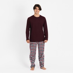 Pijama homem flanela Bernardo bordeaux
