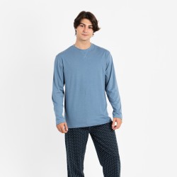 Pijama homem flanela Diamante azul indigo