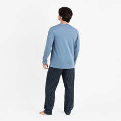 Pijama homem flanela Diamante azul indigo