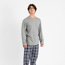 Pijama homem flanela Cuadro Wells cinza