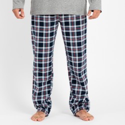 Pijama homem flanela Cuadro Wells cinza roupa-para-estar-em-casa