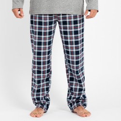 Pijama homem flanela Cuadro Wells cinza