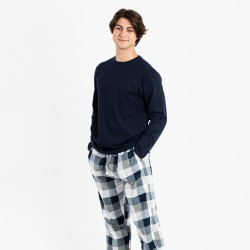 Pijama homem flanela Amsterdam azul pijamas-compridos-homem