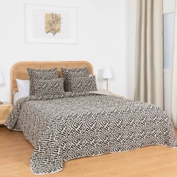 Colcha Jacquard Chenilla Arzai Bege - Preto - 120Gr