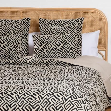 Colcha Jacquard Chenilla Arzai Bege - Preto - 120Gr