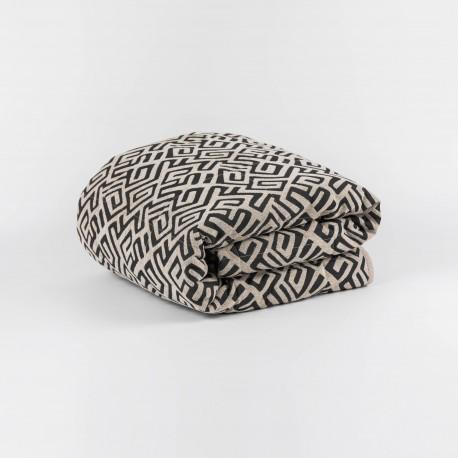 Colcha Jacquard Chenilla Arzai Bege - Preto - 120Gr