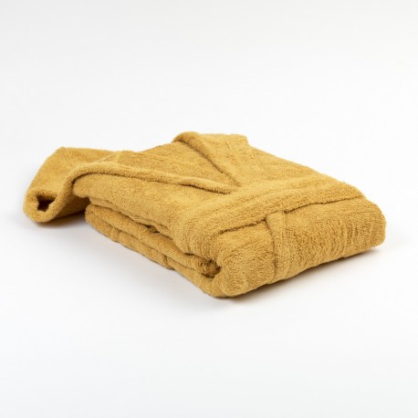 Roupão de banho com capuz mostarda 450gr Unisex
