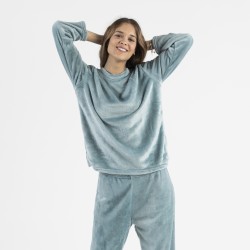 Pijama veludo verde tiffany roupa-para-estar-em-casa