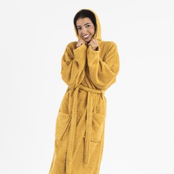Roupão de banho com capuz mostarda 450gr Unisex