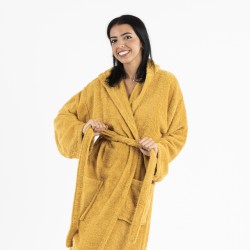 Roupão de banho com capuz mostarda 450gr Unisex
