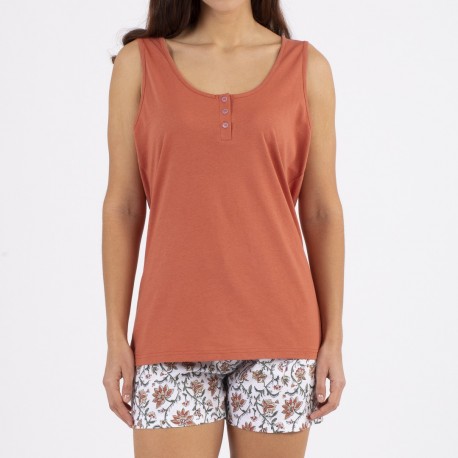 Pijama curto algodão Isabel cor telha