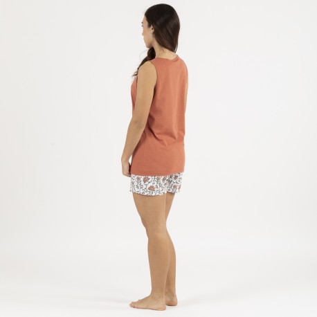 Pijama curto algodão Isabel cor telha