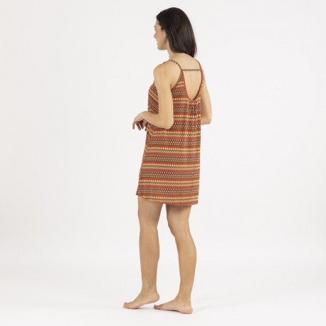 Vestido curto de alças em crepe Emily cor telha