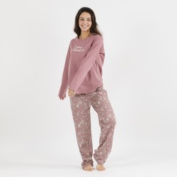 Pijama algodão Manarola malva rosa pijama-largo-algodon