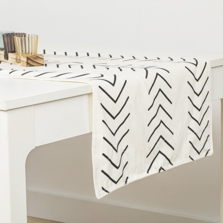 Caminho mesa algodão Almunzar preto