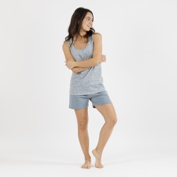 Pijama curto algodão Cloti azul indigo pijama-corto-algodon