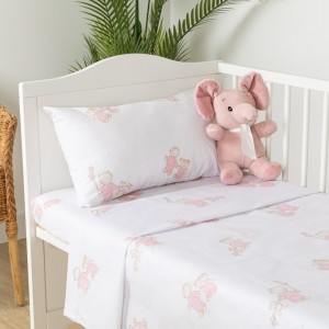 Jogo de lençóis algodão Peluche rosa cama bebé