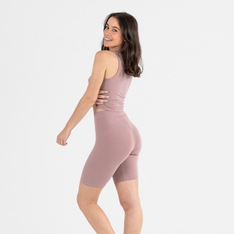 Conjunto desportivo de calções mulher malva