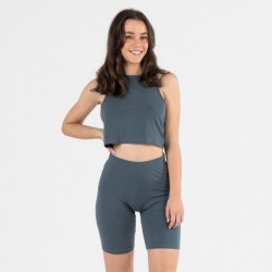 Conjunto desportivo de calções mulher verde azulado