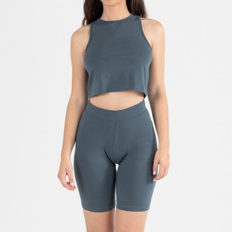 Conjunto desportivo de calções mulher verde azulado