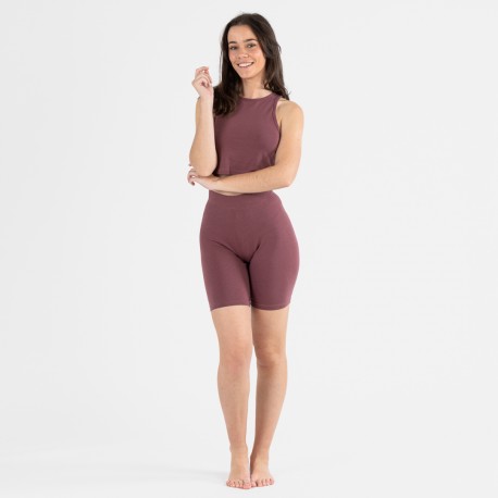 Conjunto desportivo de calções mulher beringela
