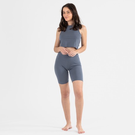 Conjunto desportivo de calções mulher azul indigo