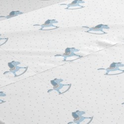 Jogo de lençóis algodão Caballitos azul celeste lencois-100-algodao