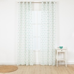 Cortina Pompom verde tiffany cortinas-transparentes