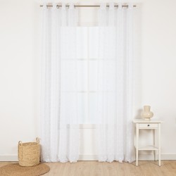 Cortina Pompom branco cortinas-transparentes