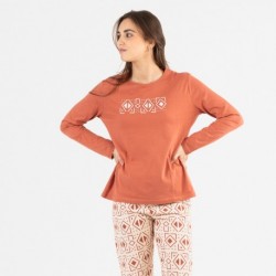 Pijama algodão Tiber cor telha pijama-largo-algodon