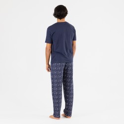 Pijama comprido manga curta algodão homem Yelco azul marinho Pijama comprido manga curta algodão homem Yelco azul marinho